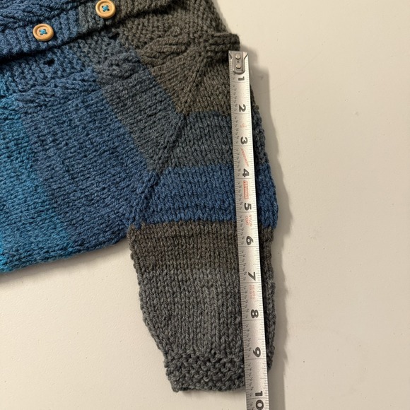Handmade Toddler Cardigan, Unisex Beautiful Blues/Greys 2-3T see measurements - Picture 2 of 11
